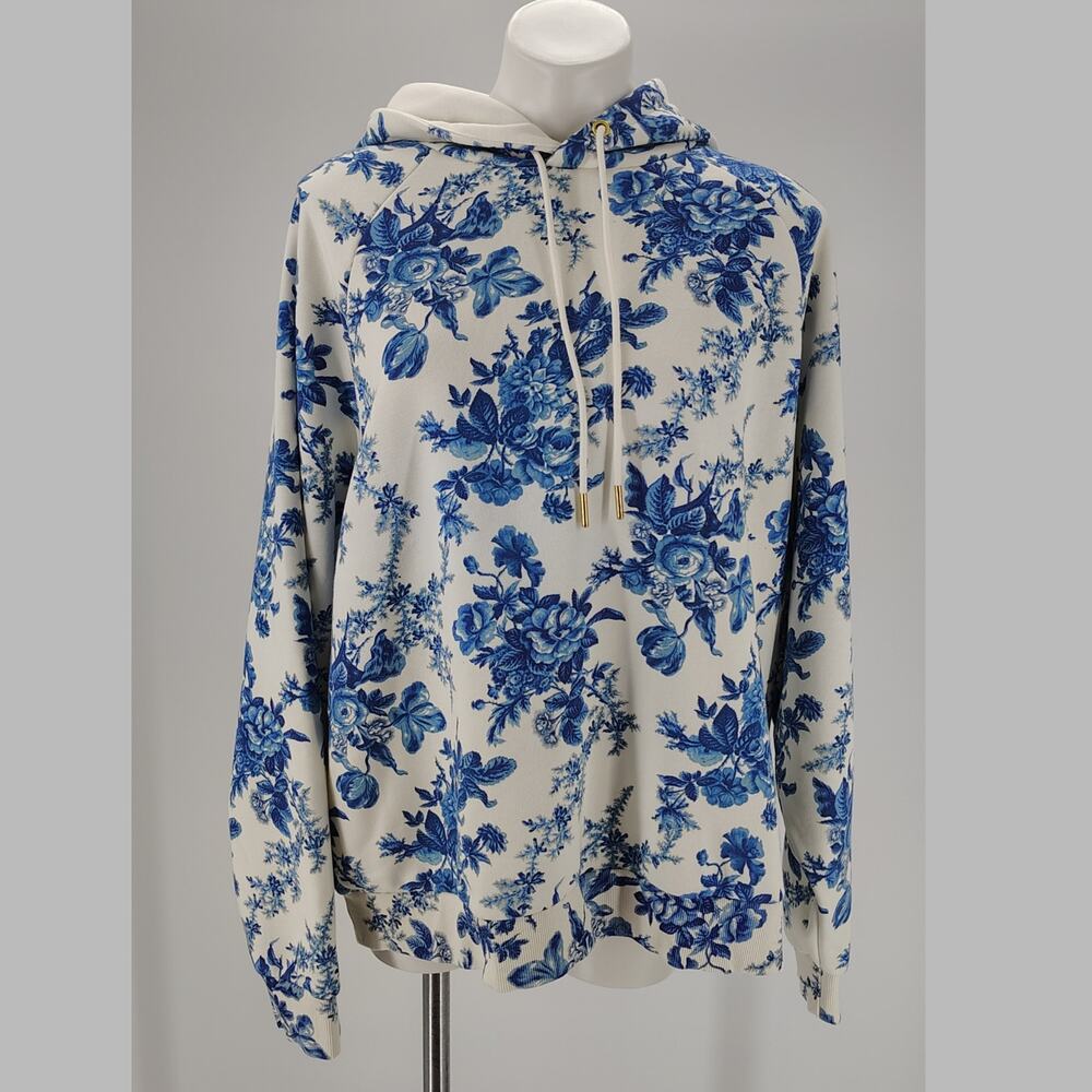LoveShackFancy x Beach Riot Alicia Floral Hoodie Sweatshirt Blue White Size L - Picture 4 of 16